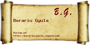 Berariu Gyula névjegykártya